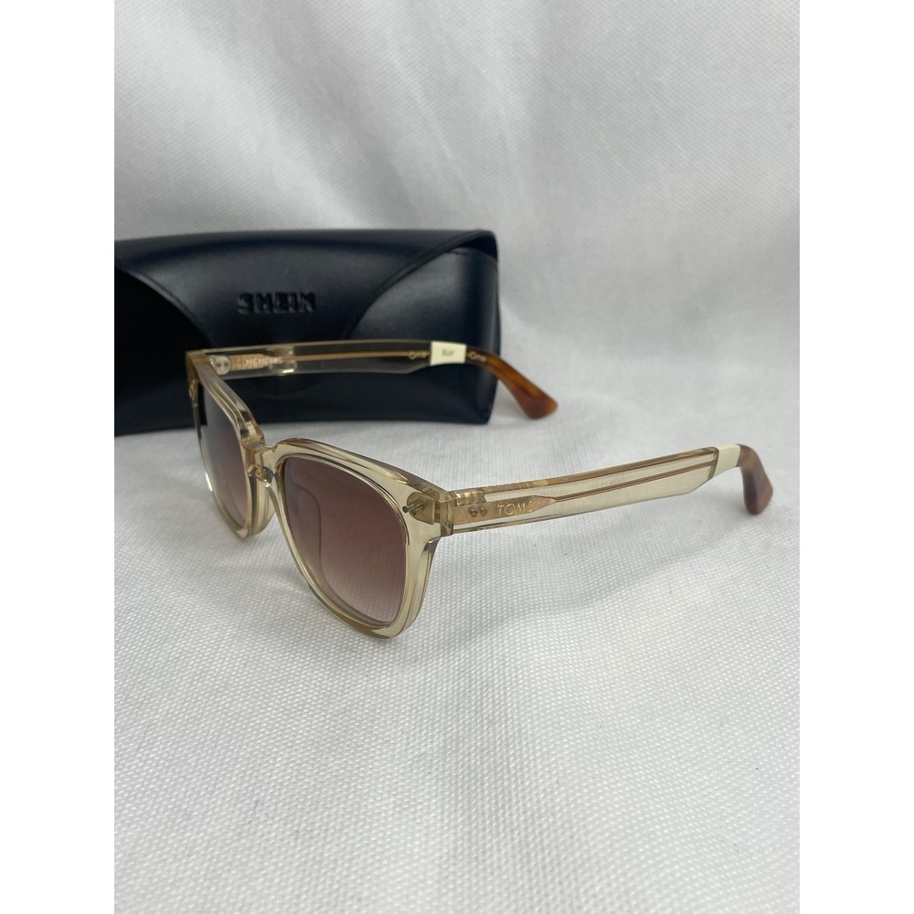 Toms Memphis Sunglasses Clear Tan Acetate Frame Gold Gradient Lenses 49[]20-143